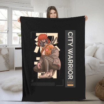 Discover City Warrior Fleece Blankets - Trendy Urban Street Styl