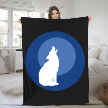 Discover Wolf Moon Nature Vector Fleece Blankets