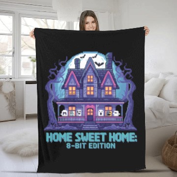 Discover 8 Bit Haunted House 01 Fleece Blankets