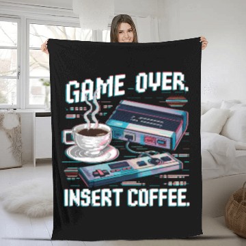 Discover Game Over Insert Coffee 01 Fleece Blankets
