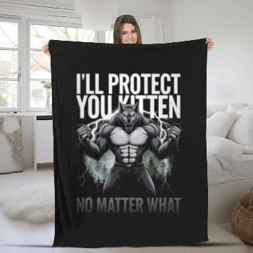 Discover I'll Protect You Kitten Alpha Wolf Fleece Blankets