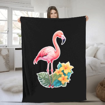 Discover Tropical Flamingo with Floral Elegance Fleece Blankets
