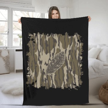 Discover Turkey Feather Bottomland Camo Forest Camouflage Fleece Blankets