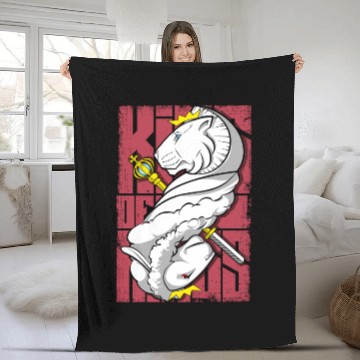 Discover Lion King and the Holy Lamb Christian Art Fleece Blankets