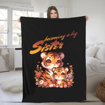 Discover Soon I'll Be A Big Sister Cute Tiger Fleece Blankets