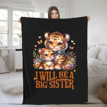 Discover I'm Going To Be A Big Sister Cute Tiger Fleece Blankets