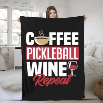 Discover Coffee Pickleball Wine Repeat Fleece Blankets