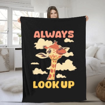 Discover Giraffe Always Look Up Fleece Blankets