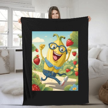 Discover The laughed banana colourful design. Fleece Blankets