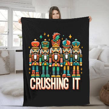 Discover Crushin It: Nutcracker Christmas Apparel for Fleece Blankets