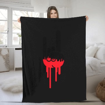 Discover Heavy Metal Graffiti Drop Spray Horns Hand Gesture Fleece Blankets