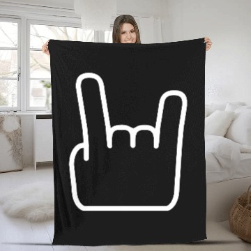 Discover Heavy Metal Fun Hard Rock Music Horns Hand Gesture Fleece Blankets