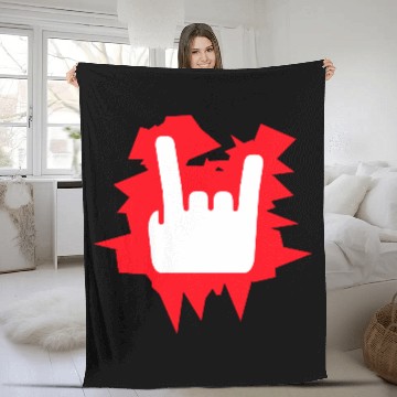 Discover Heavy Metal Fun Hard Rock Music Horns Hand Gesture Fleece Blankets