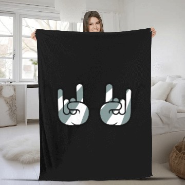 Discover Funny Heavy Metal Sunglasses Horns Hand Gesture Fleece Blankets