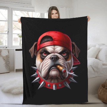 Discover Bulldog Boss Attitude Fleece Blankets
