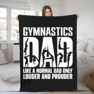Discover Only Louder & Proudere Dad Funny Gymnastics Dad Fleece Blankets