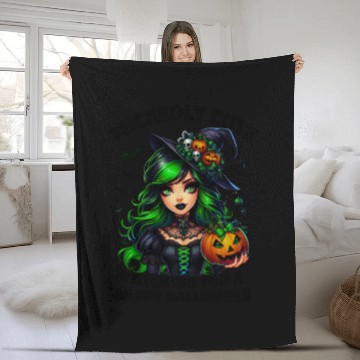 Discover Halloween Wicked Cute Green Witch Fleece Blankets