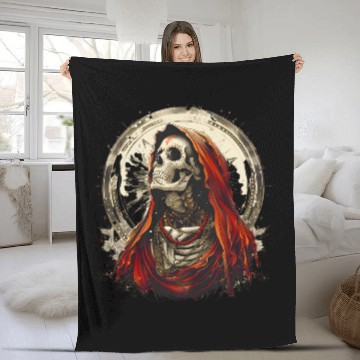 Discover Santa Muerte Saint Death Mexican Sugar Skull Fleece Blankets