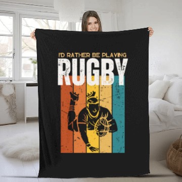 Discover I'd Rather Be Playing Rugby Funny Rugby Player Fleece Blankets