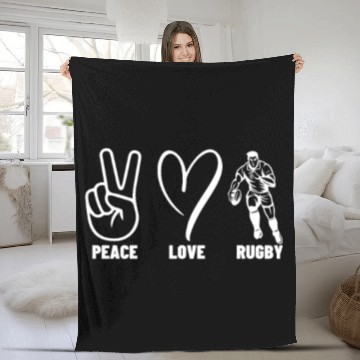 Discover Peace Love Rugby Funny Rugby Player Fleece Blankets