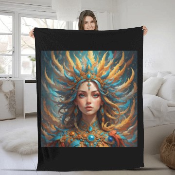 Discover The Feathered Empress: A Tale of Celestial Beauty Fleece Blankets