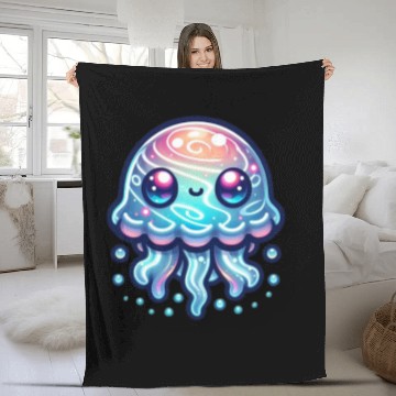 Discover funny cute green octopus Fleece Blankets