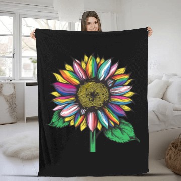 Discover LGBTQ sunflower rainbow flags Diversity Human Righ Fleece Blankets