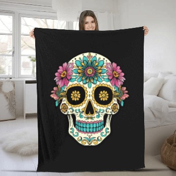Discover Day of the Dead Sugar Skull, Flippin Sweet Gear Fleece Blankets