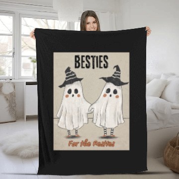 Discover Retro Ghost Besties for the Resties Top Fleece Blankets