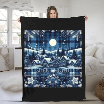 Discover flannel silent night blue and white christmas Fleece Blankets