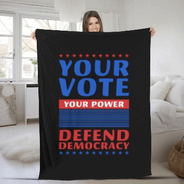 Discover Your Vote, Your Power - Defend Democracy -Election Fleece Blankets