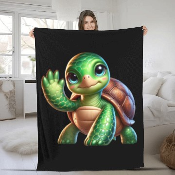 Discover Adorable Waving Turtle Fleece Blankets