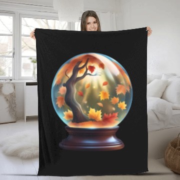 Discover Autumn crystal ball. Fleece Blankets
