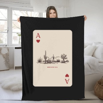 Discover Desert Playing Card Vintage Western Landscape Fleece Blankets