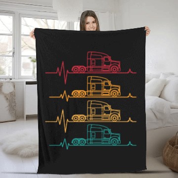 Discover Truck driver heart beat Trucker Funny Truck Driver Fleece Blankets
