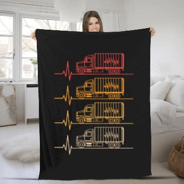 Discover Truck driver heart beat Trucker Funny Truck Driver Fleece Blankets