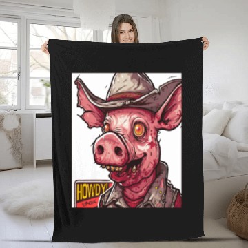 Discover hillbilly redneck zombie cowboy pig Fleece Blankets