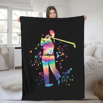 Discover Golfer Colorsplash Kids Miniature Golf Fleece Blankets