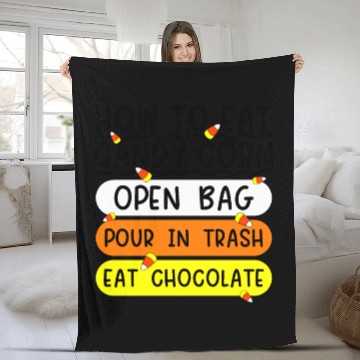 Discover How To Eat Candy Corn Funny Candy Corn Halloween Fleece Blankets