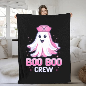 Discover Boo Boo Crew Nurse Pink Ghost Halloween Costume Fleece Blankets