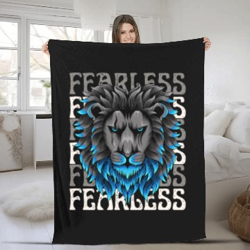 Discover Black Blue Illustrative Fearless Fleece Blankets
