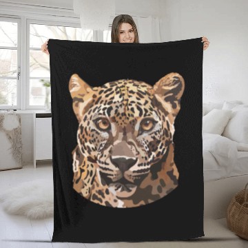 Discover African Leopard poster Fleece Blankets
