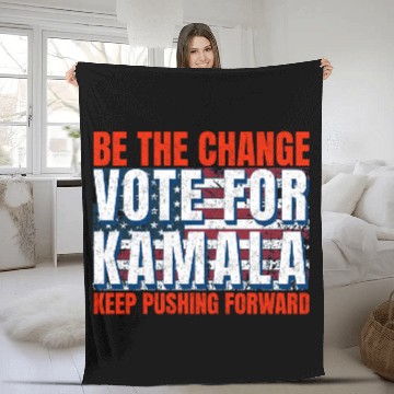 Discover Be the Change - Vote for KamalaHarris. US Election Fleece Blankets