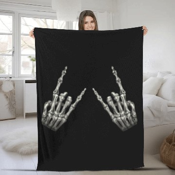 Discover Rock On Rock Star Skeleton Hands Rocker Halloween Fleece Blankets