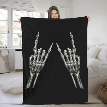 Discover Rock On Rock Star Skeleton Hands Rocker Halloween Fleece Blankets