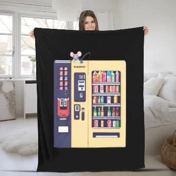 Discover Japanese vending machine with little friend. Fleece Blankets
