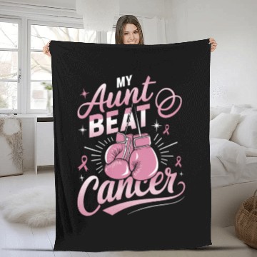 Discover My Aunt Beat Cancer Breast Cancer Awareness Fleece Blankets