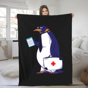 Discover Penguin Doctor, Penguin Famila, funny penguin Fleece Blankets