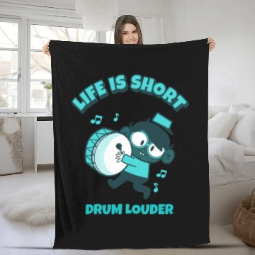 Discover Retro cartoon drummer Fleece Blankets