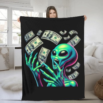 Discover Alien Money Splash Fleece Blankets